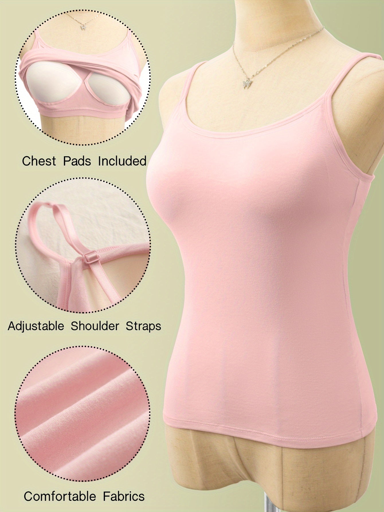 Women'S One-Piece Summer Loungewear Featuring Integrated Bra Padding, Camisole Style, Wire-Free