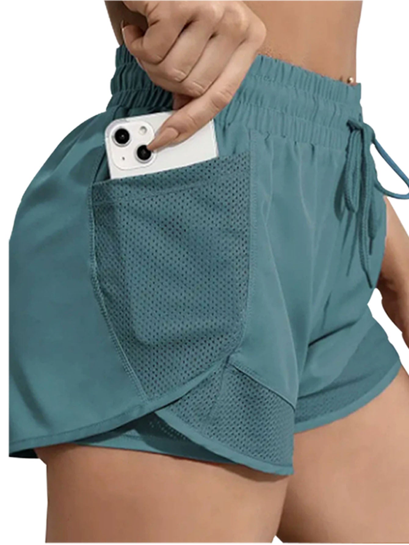 FOEIERAA Fashionable Ladies 3pcs Set Of Yoga Sports Shorts, Fake Two-piece High-waist Sports Shorts, High Elastic And Quick-drying, Light And Breathable, Suitable For Running, Yoga, Cycling, Fitness, Studio, Casual Outing, Daily Outfit, Suita