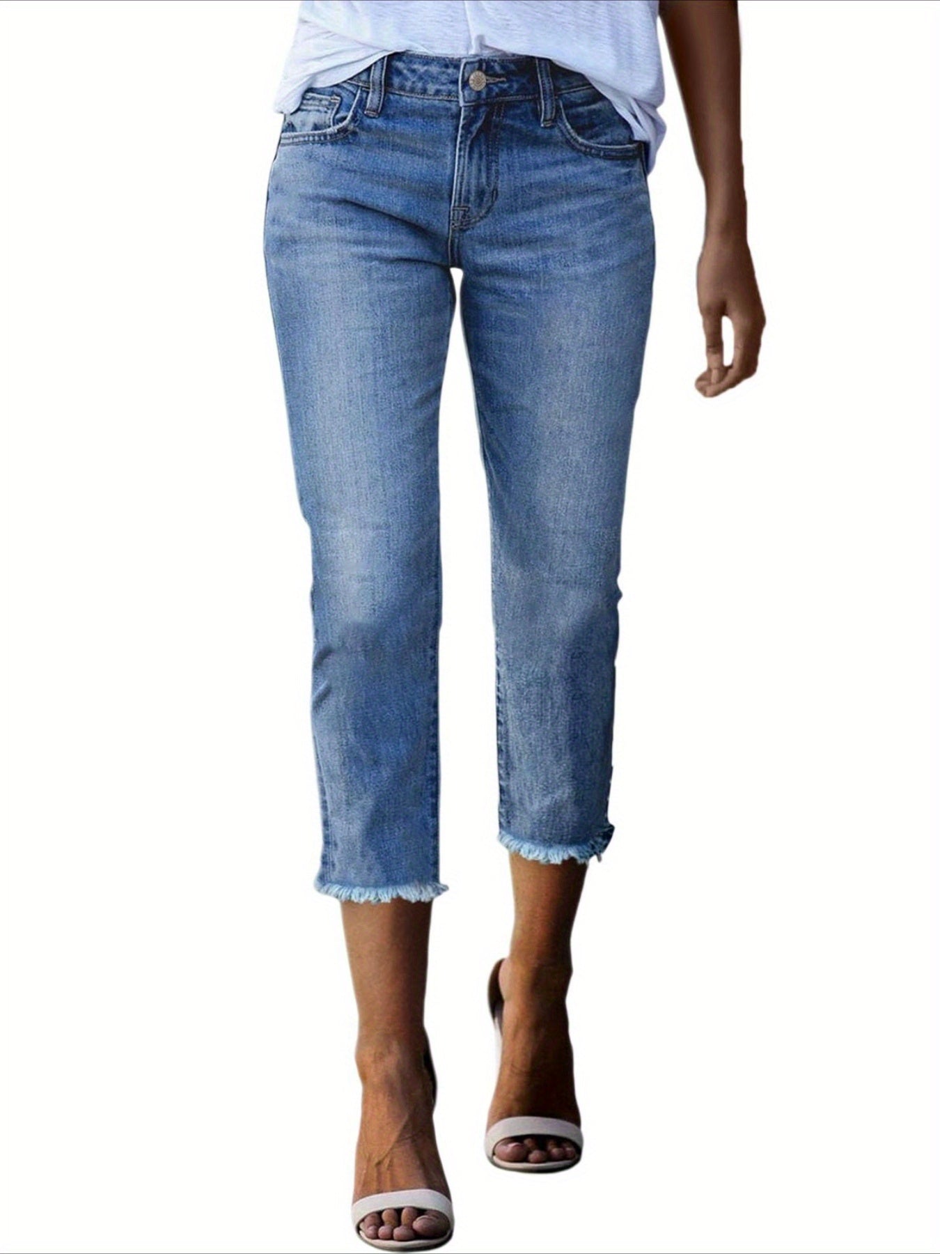 Women'S Denim Shorts, Mid-Length Pants, Fashionable Retro Slim-Fit Stretch Jeans, Women'S Tight-Fitting, Comfortable Women'S Denim Mid-Length Pants, Capri Pants