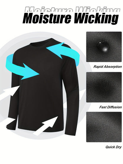 Men's Performance T-Shirt - Crew Neck Long Sleeve Streetwear Style