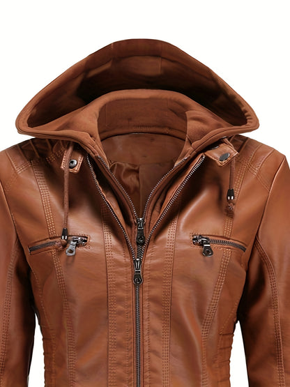 Women'S Jacket Motorcycle Jacket for Riders with Removable Hood