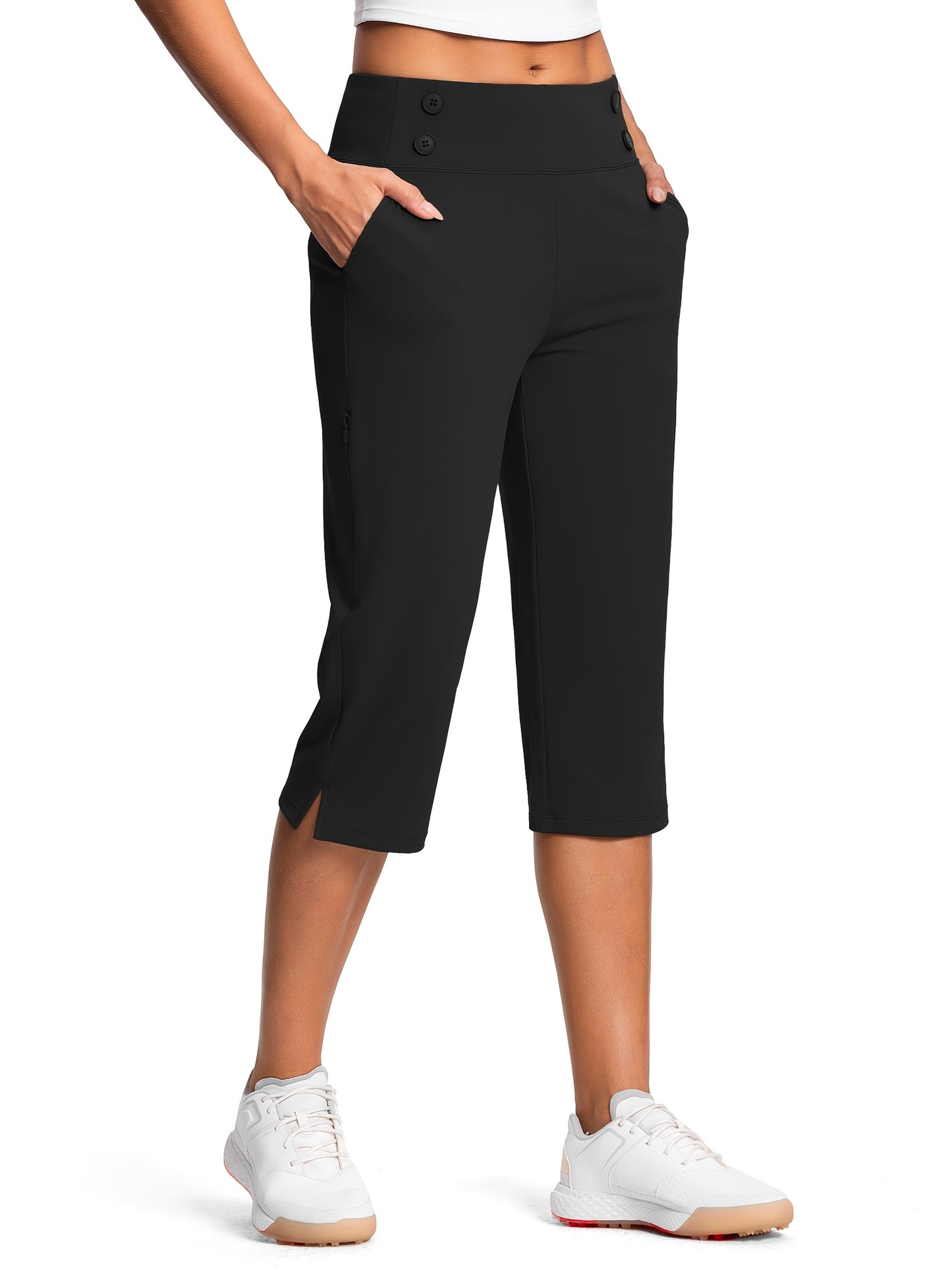 18" Dressy Capri Pants for Women High Waist Stretch Women'S Capris Pants for Summer with Pockets Work Casual