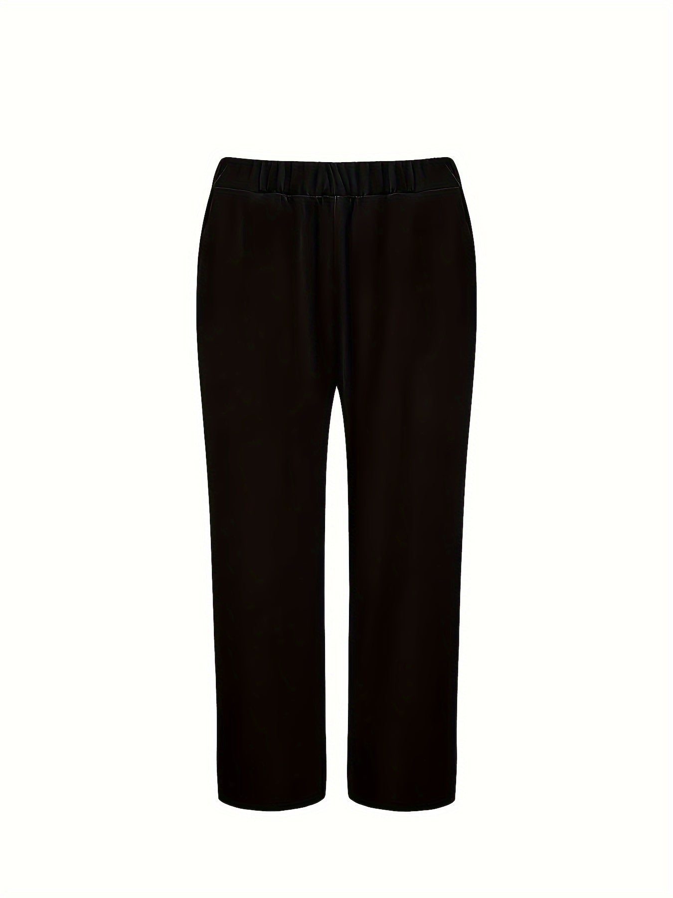2025 New Stylish Women'S Solid Color Two-Piece Outfit - Crew Neck Blouse & Loose-Fitting Trousers, Stretchable Mix, Washable in Machine - Ideal for Spring And Autumn