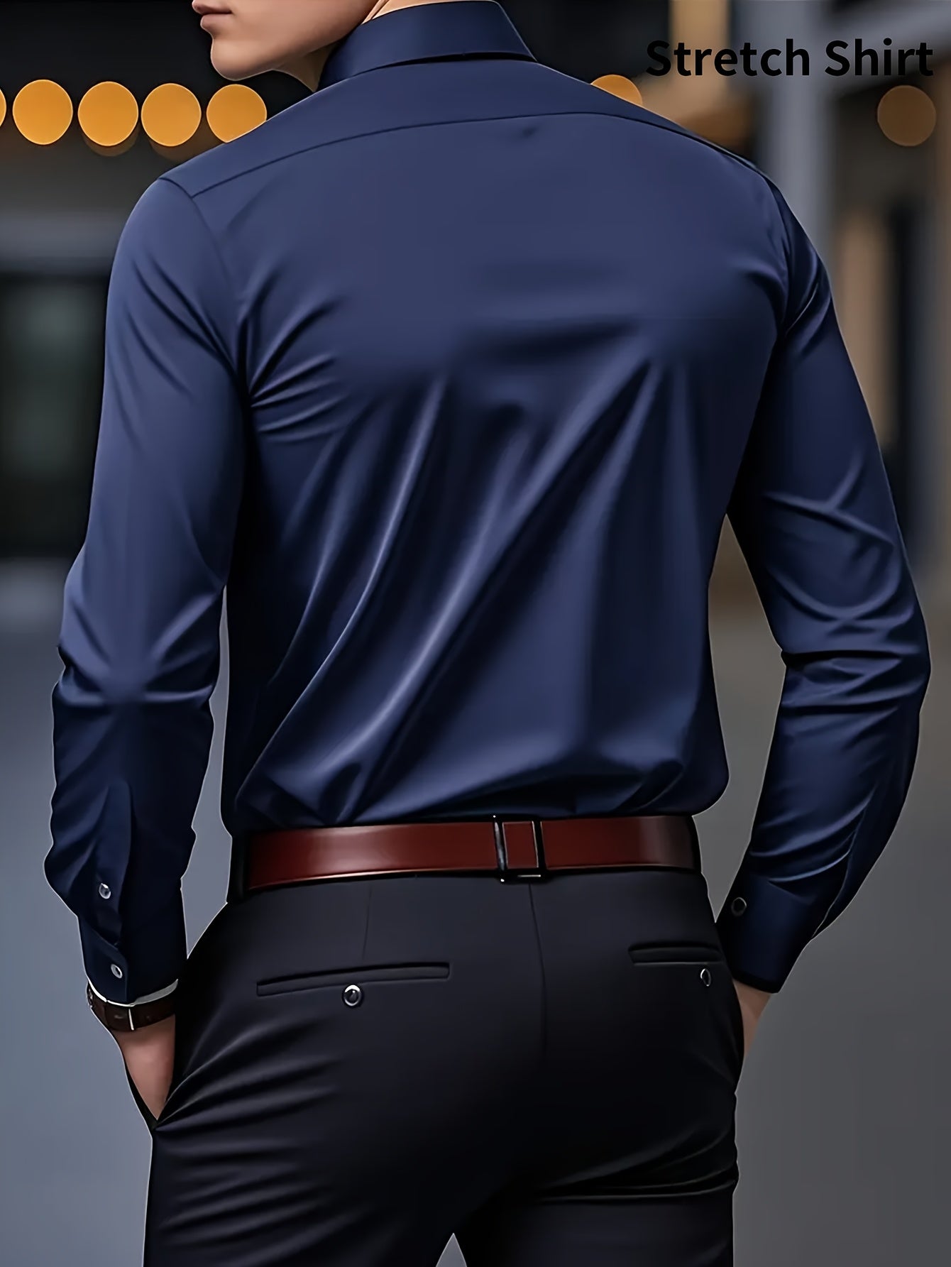 Men's Slim Fit Muscle Shirt - Stretch Polyester Blend Long Sleeve for Body Contouring | Glossy Solid Color Workout & Casual Shirt | Spring/Fall Gym-to-Street Wear (Hand Wash)