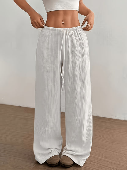 Women'S Elegant Wide-Leg Pants 2pcs Set - Non-Sheer Trousers, Machine-Washable Everyday And Formal Pants for Women, Suitable for Office, Parties, And Casual Wear - Unisex Base Layers for All Seasons, Party Outfits, Minimalist Design, Non-Sheer