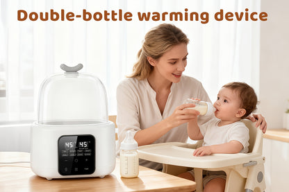 6-In-1 Fast Milk Warmer with Timer, Adjustable Temp Control, Auto Shut-Off, Defrost And Keep Warm Functions for Formula, Breastmilk And Food Jars, Portable, Compact Design, Ideal for Night Feeding