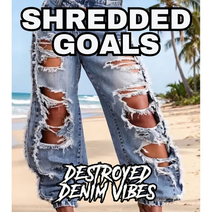 High-waisted Ripped Jeans with Cuffed Hems, Stylish, Trendy and Street-style