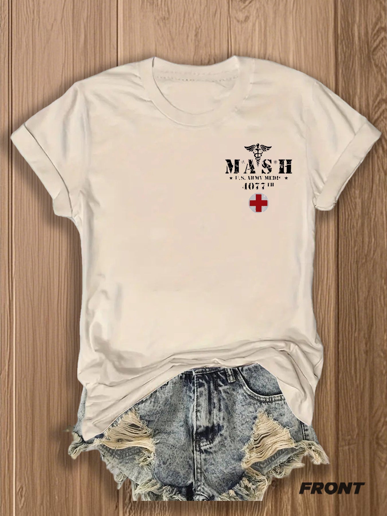 MASH U.S. Army Mobile Hospital Vintage Graphic Tee for Enthusiasts -  Style Double-Sided Print -blend T-shirt with Double-sided Print