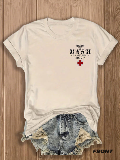 MASH U.S. Army Mobile Hospital Vintage Graphic Tee for Enthusiasts -  Style Double-Sided Print -blend T-shirt with Double-sided Print