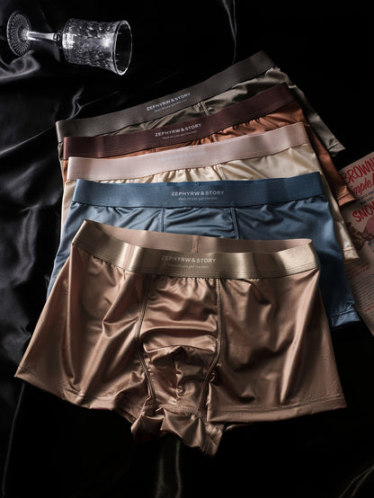 5pcs BIWEIER Ice Silky Underwear, Men's Briefs, Cool and Comfortable, Light Luxury Silky, Suitable for Home and Vacation Wear underwear boxer shorts