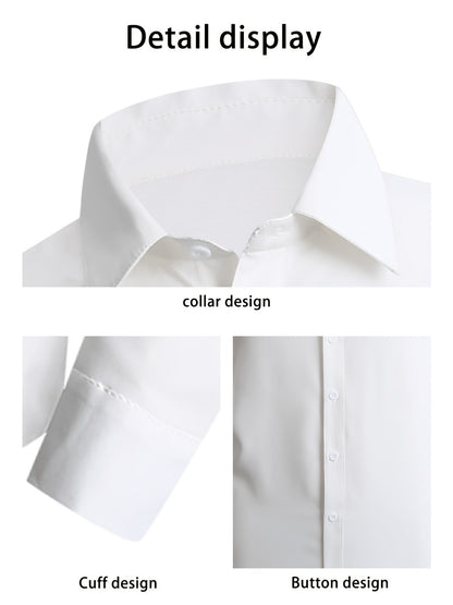 Men's Solid Color Dress Shirt - Collared Long Sleeve 146277