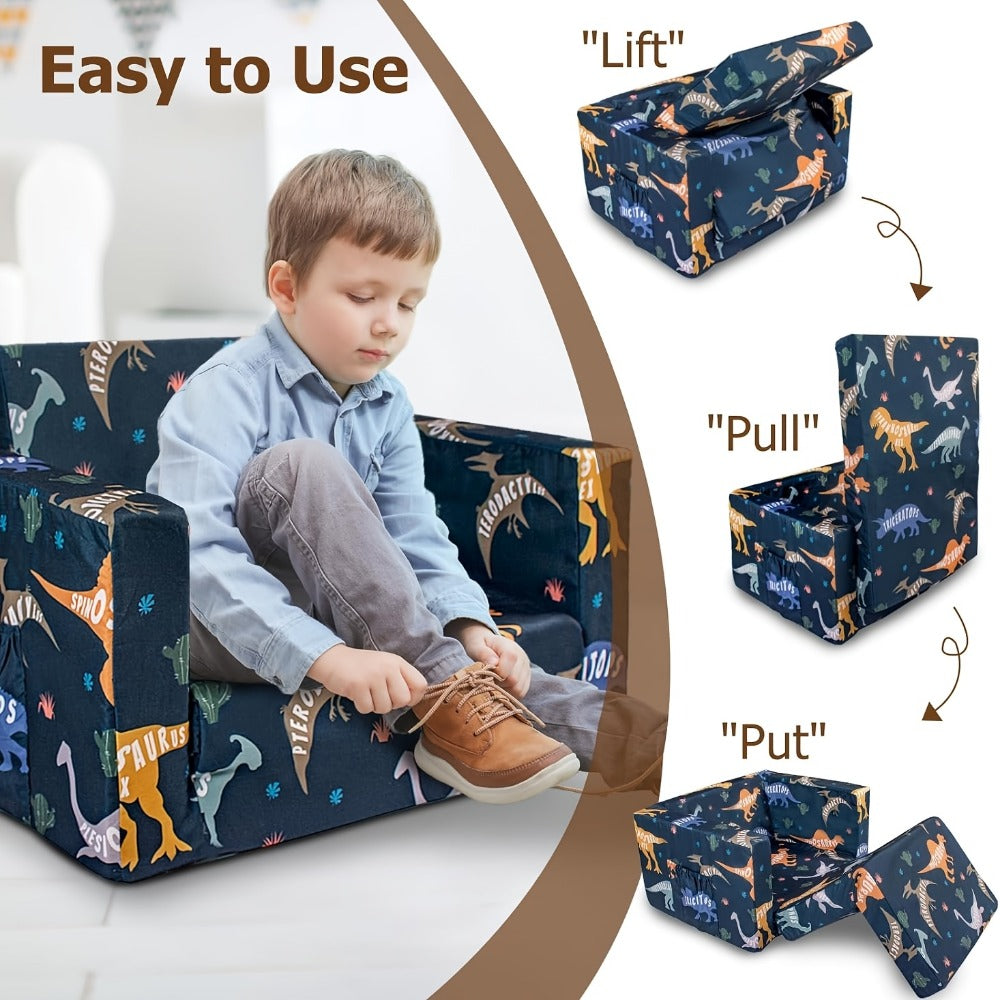 Kids Sofa Bed - Convertible Flip-Out Toddler Lounger
