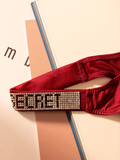 5pcs of Alluring Thongs for Women, Adorned with Rhinestones, Featuring a Low-Rise Design. These Soft And Breathable Panties Offer Comfort And Good Elasticity, Making Them Ideal for Everyday Wear, Sports