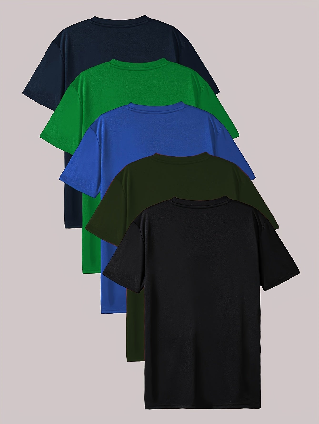 Five-Piece Collection, Made of 100%, Featuring Short-Sleeved T-Shirts in a Classic Solid Color, Suitable for Both Men And Women