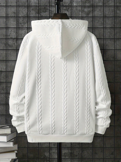 [Brown Hooded Jacket] Stylish Brown Men'S Hooded Jacket| Long Sleeve, Casual Knit Zip-Up with Pockets, All-Season Wear