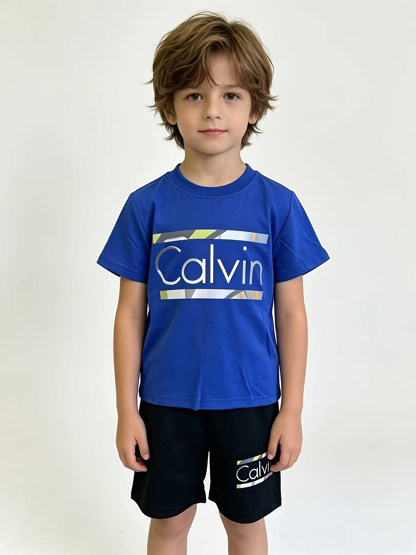6pcs Boys' Breathable, Comfortable, And Stylish Printed Round-neck Short-sleeve And Shorts Set - Spring/Summer/Autumn Casual Wear, Leisurewear | Sporty Style | Stretchy Fabric, Suitable for Outdoor, Perfect for Outdoor