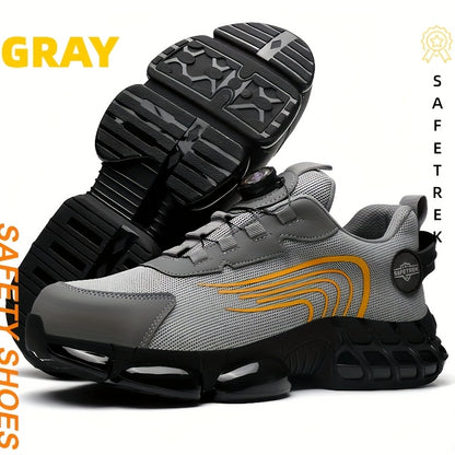 Men & Women Breathable Steel Toe Safety Shoes, Designed with Anti-Collision Anti-Puncture Non-Slip Sole, Lightweight Fabric Upper All-Season Work Footwear for Warehouse Factory Construction Site Outdoor Activities.Protective Footwear/Security Shoes.