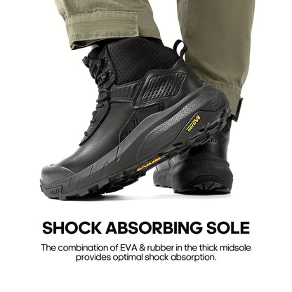 Men's Tactical Hiking Boots, High Quality Lightweight Non-Slip Combat Work Motorcycle Rain Boots, for Backpacking Trekking Rough Terrain & Outdoor Adventures, All-Day Comfort Hiking Footwear for Men