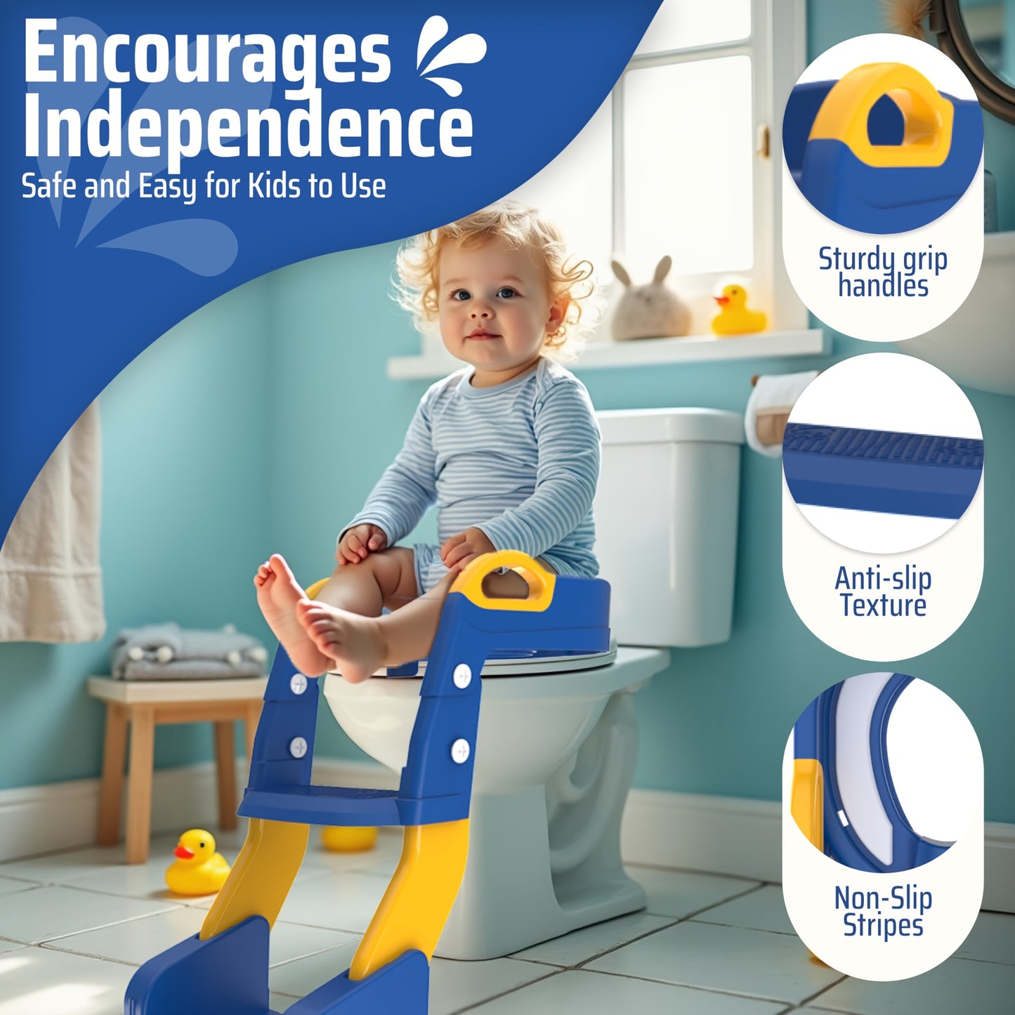 2 In 1 Toilet Potty Training Seat With Step Stool Ladder, Safe & Comfortable Potty Chair With Anti-Slip Design, Adjustable Height, Foldable For Easy Storage, Perfect For Kids, Cheap Baby Stuff, Baby Essential Items, Cleaning Brush Included