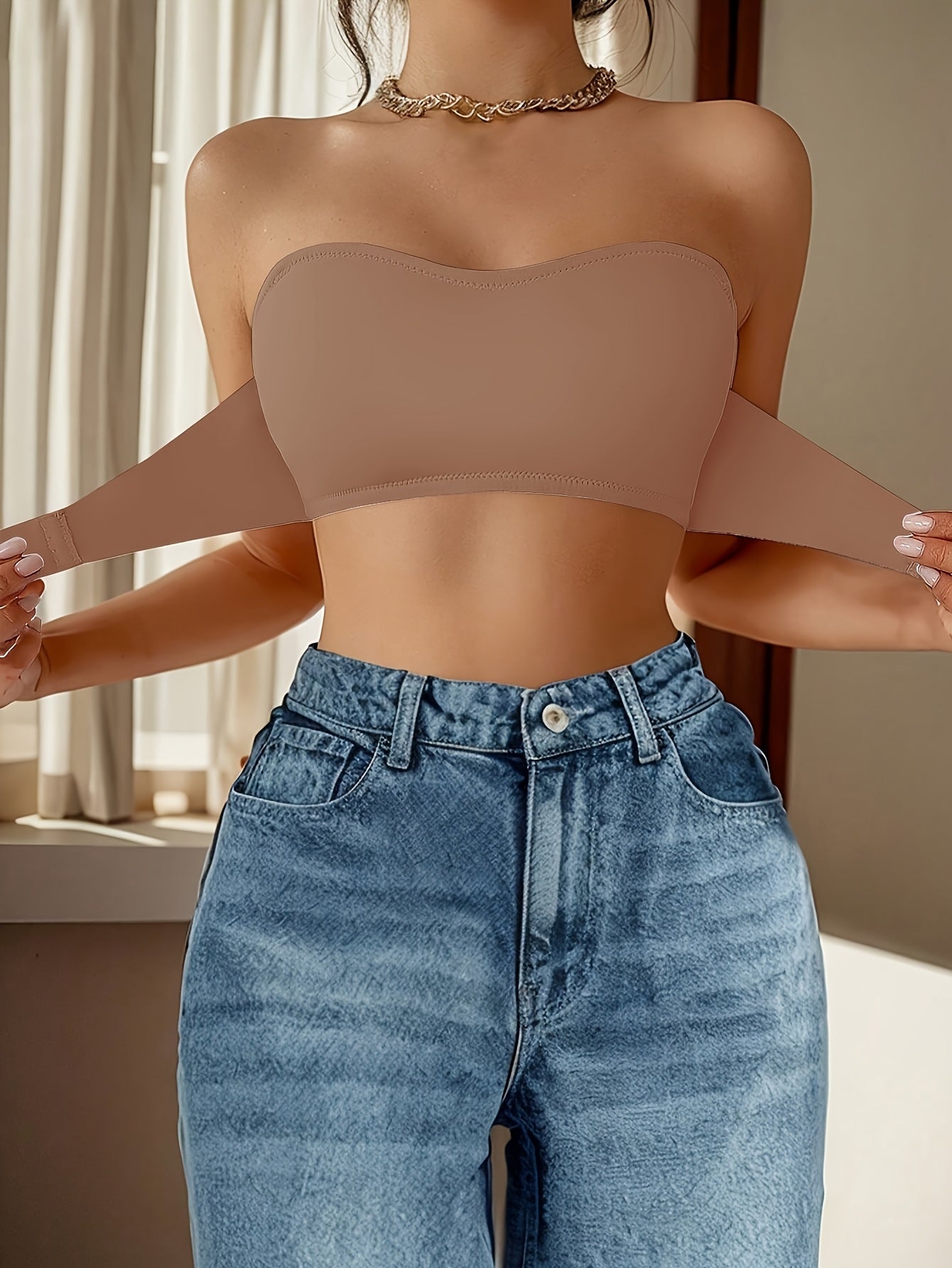 3pcs Strapless Bandeau Bra, Front Button No Wire Bra, Summer Seamless Bra, Solid Color Seamless Bra, Sexy And Comfortable Push-up Bra, Women's Smooth Backless Top Underwear, Women's Lingerie Bra