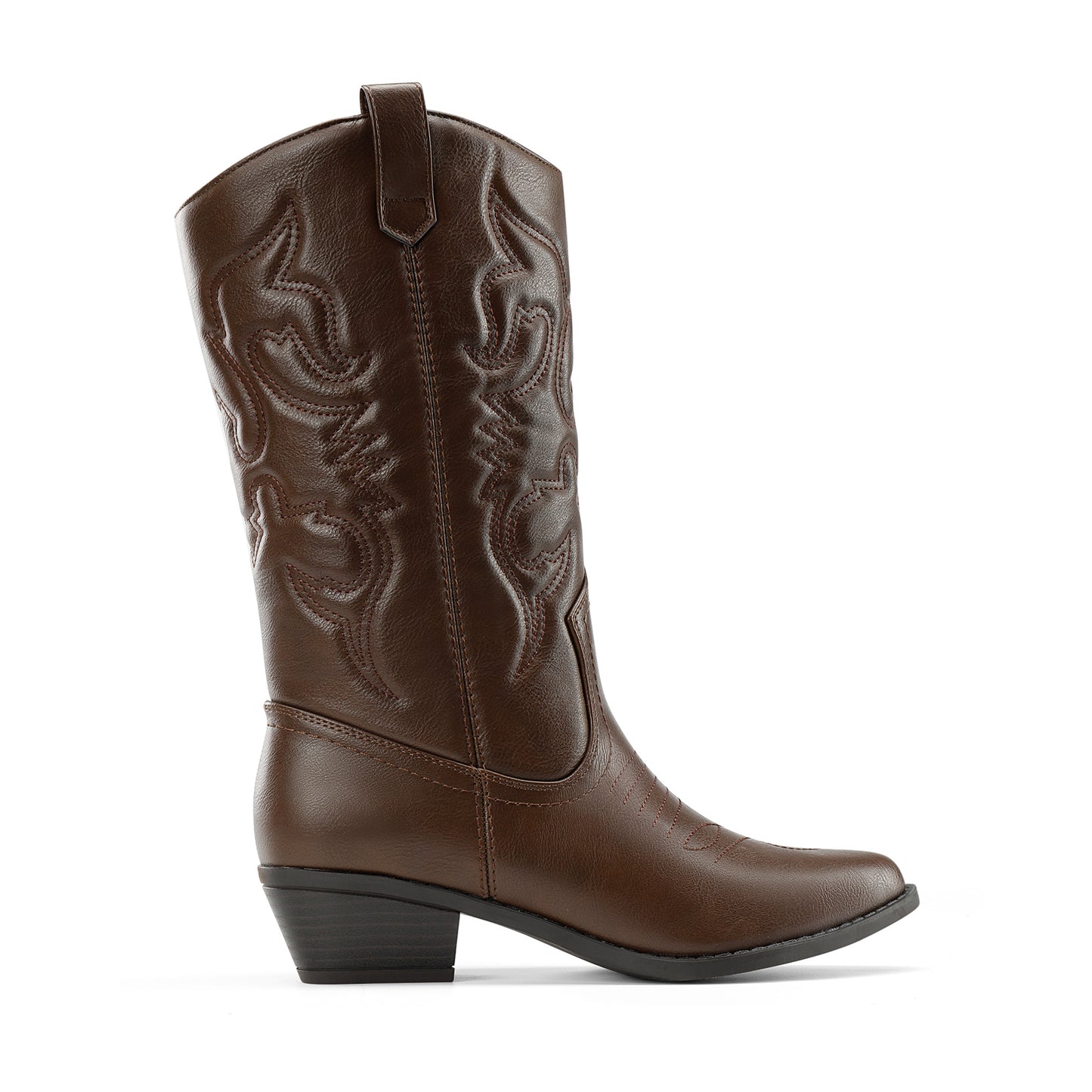 Women's Cowboy Boots Pull On Cowgirl Boots Mid Calf Western Boots, Women's Pull On Mid Calf Western Boots