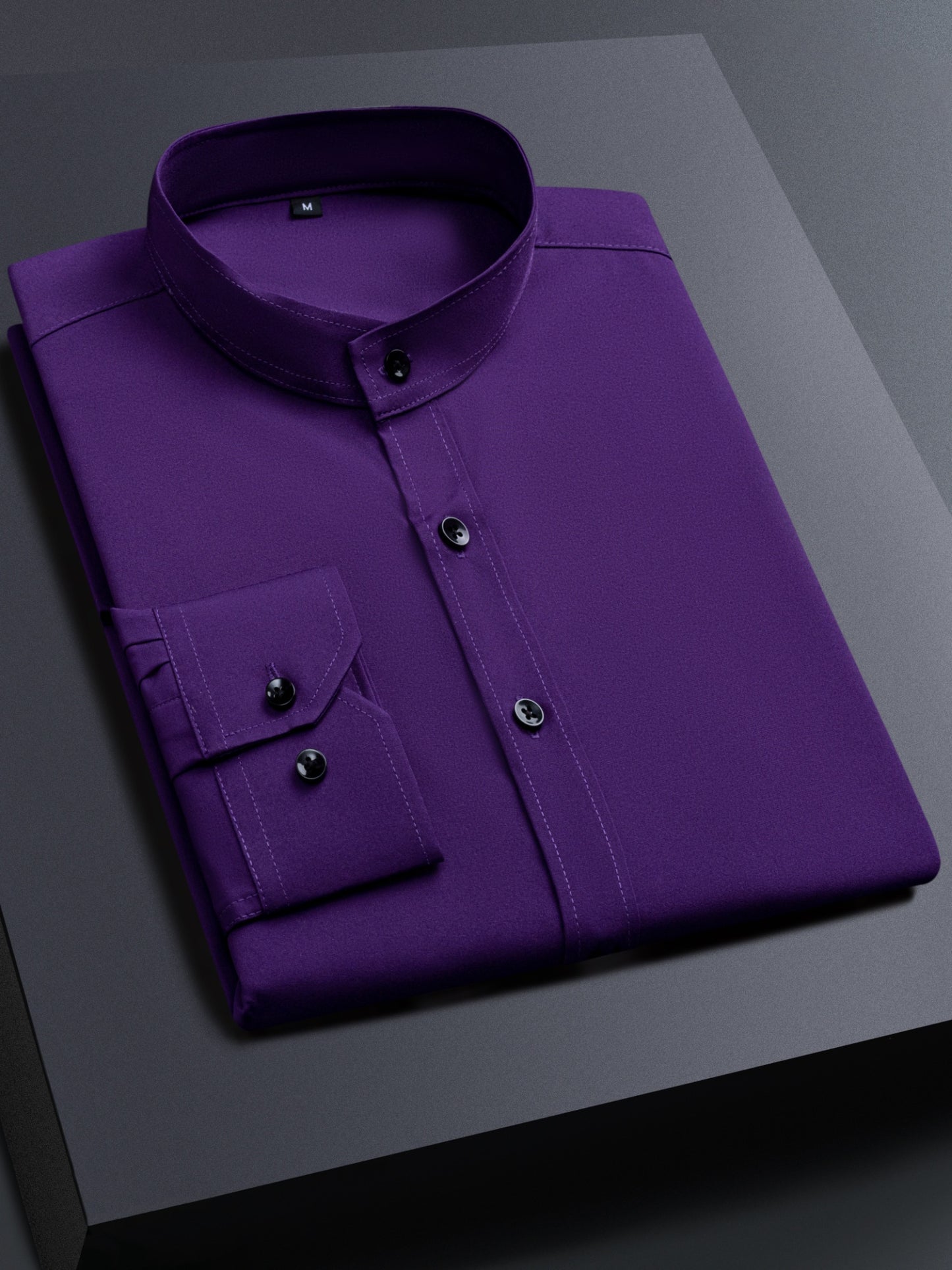 Men'S Henley Collar Long Sleeve Shirt | Casual, All-season, Solid Color, Regular Fit, Button Details, Woven Fabric