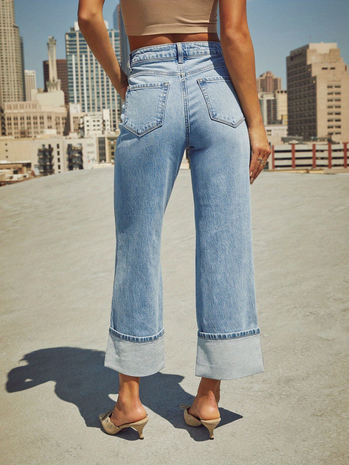 Women's Stretch Straight Jeans - 2025 Summer New Quality Retro Curled High-waisted Trousers