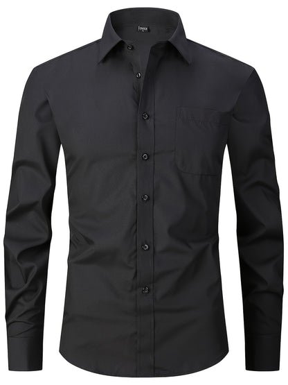 2025 New Men'S French Shirt Double-Barrel Sleeve Business Formal with Premium Cufflinks, Wedding Banquet Office Elegant Slim Fit