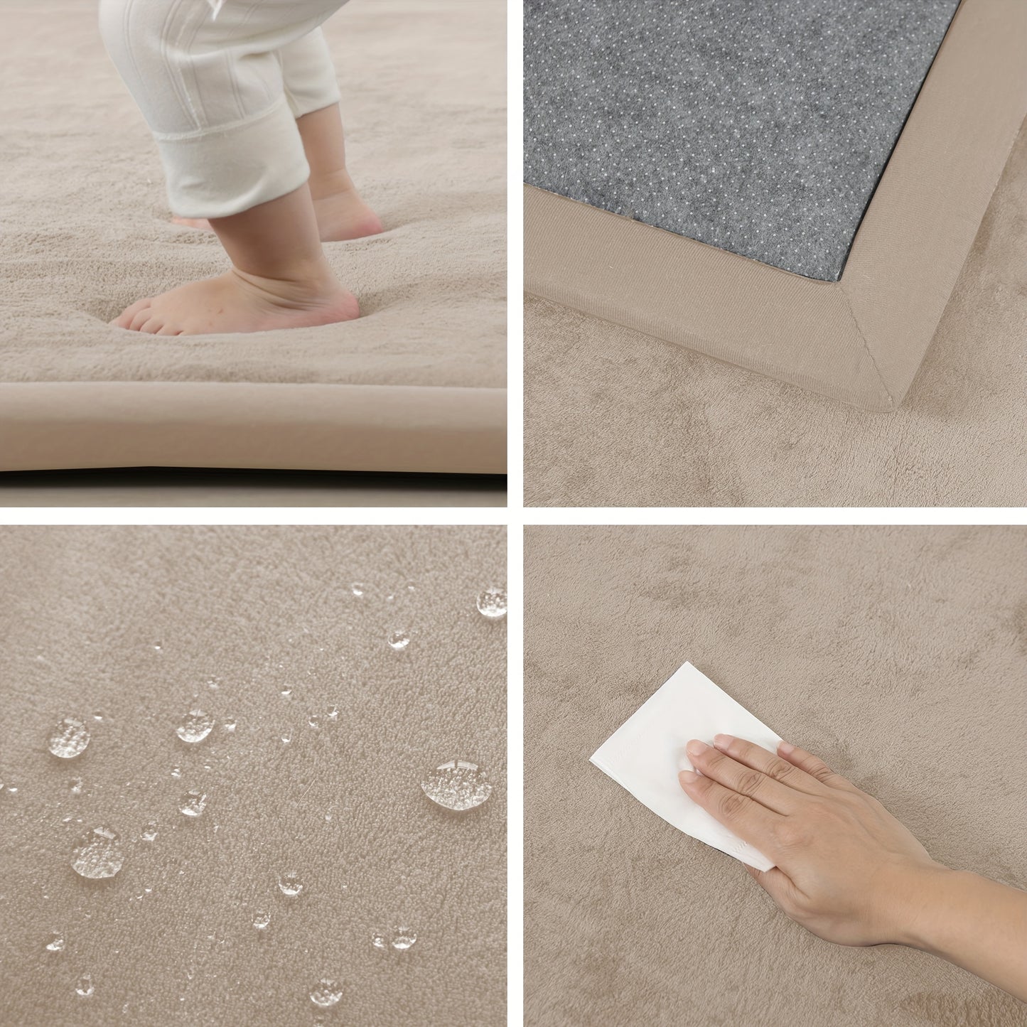 Extra Large Baby Play Mat, Non-Slip Coral Velvet Area Rug, Soft Crawling Rugs for Kids, Infants, 50X50 Inch Foam Mat for Playpen, Yoga Mat, 1pc Japanese Tatami Floor Mat, 1.1 Inch Thick Mellow Mat