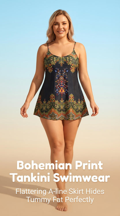 Women's 1pc Swimsuit with Skirt Ruched Ruffle Tummy Control Swim Dress Bating Suit