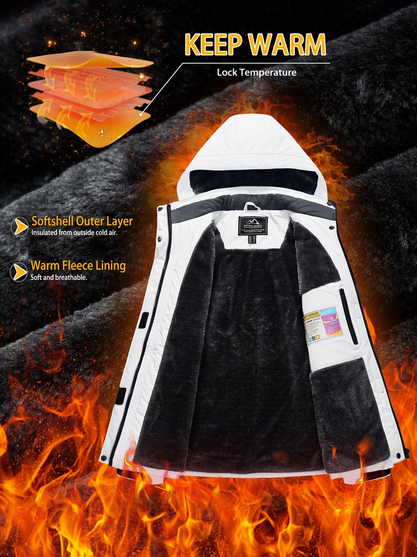Women's Winter Ski Jacket - High Quality Soft-shell Hooded Jacket Windproof Detachable Hood Multi-pockets Warm Thickened Fleece Lined - Winter Outdoor Snow Sports Skiing Snowboarding Hiking Camping Daily Casual Wear Work Wear Rain Windbreaker