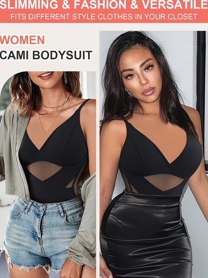 Sexy Deep V-neck Women'S Shapewear, With Cross Cinching And Chest Lifting Straps And Detachable Chest Pads, Can Be Worn All Day Long With Breathable Mesh Deep V-neck Design, With Quick Snap Cinching And Hip Lifting, Full Body Shapewear