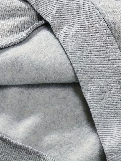 Casual Hoodie And Sweatpants Set - Fleece Lining, Long Sleeves, Printed Design | Machine Washable