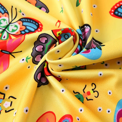 [Trendy Butterfly Print Tops] 2pcs Set of Trendy Butterfly Print Nursing T-Shirts | Digital Full-Print, Slit Pocket V-Neck Casual Tops for Women's Workwear