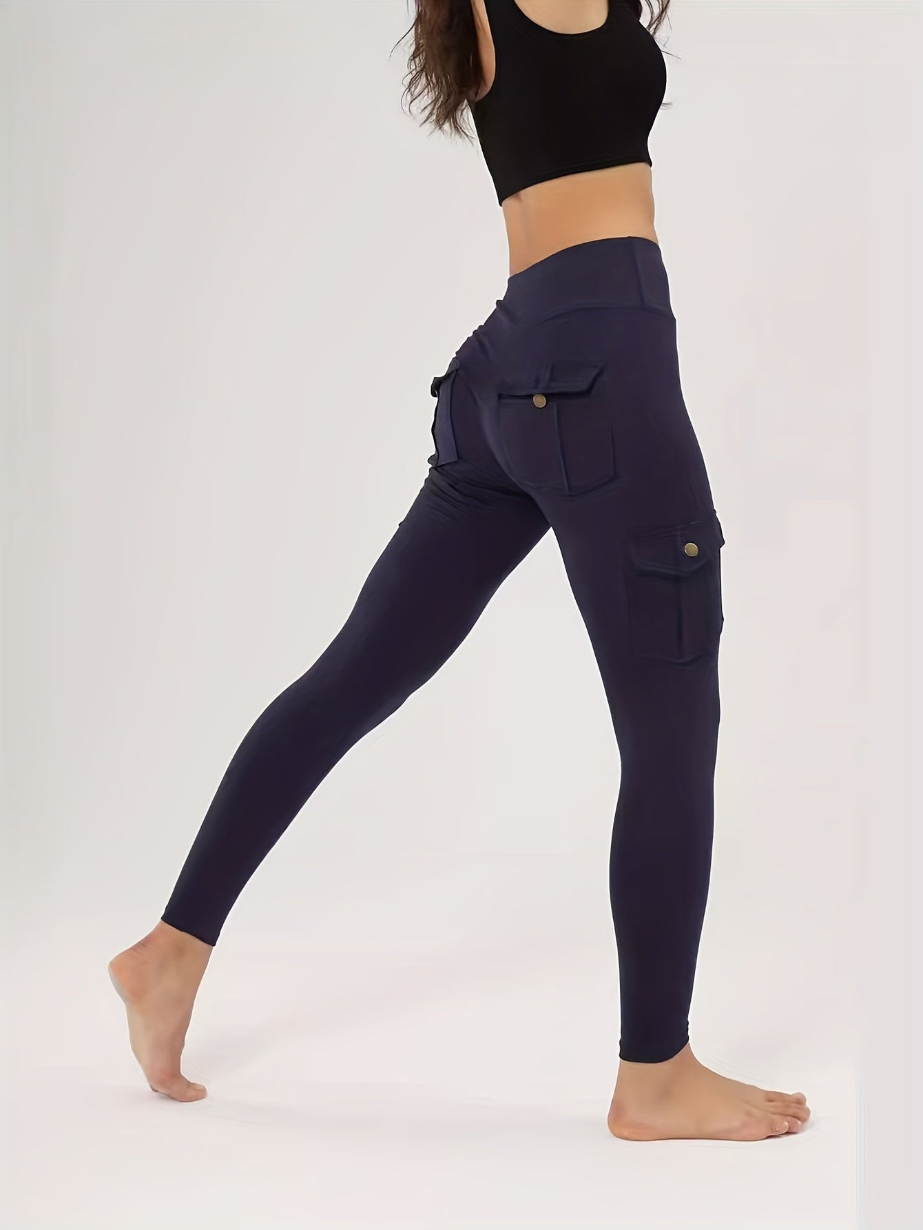 Pants with a Broad Waistband, Designed for High Stretch And Pockets, Suitable for Work, Form-Fitting, Enhances The Hips, Compresses The Abdomen, Ideal for Fitness And Workouts, Quick-Drying Tight Trousers