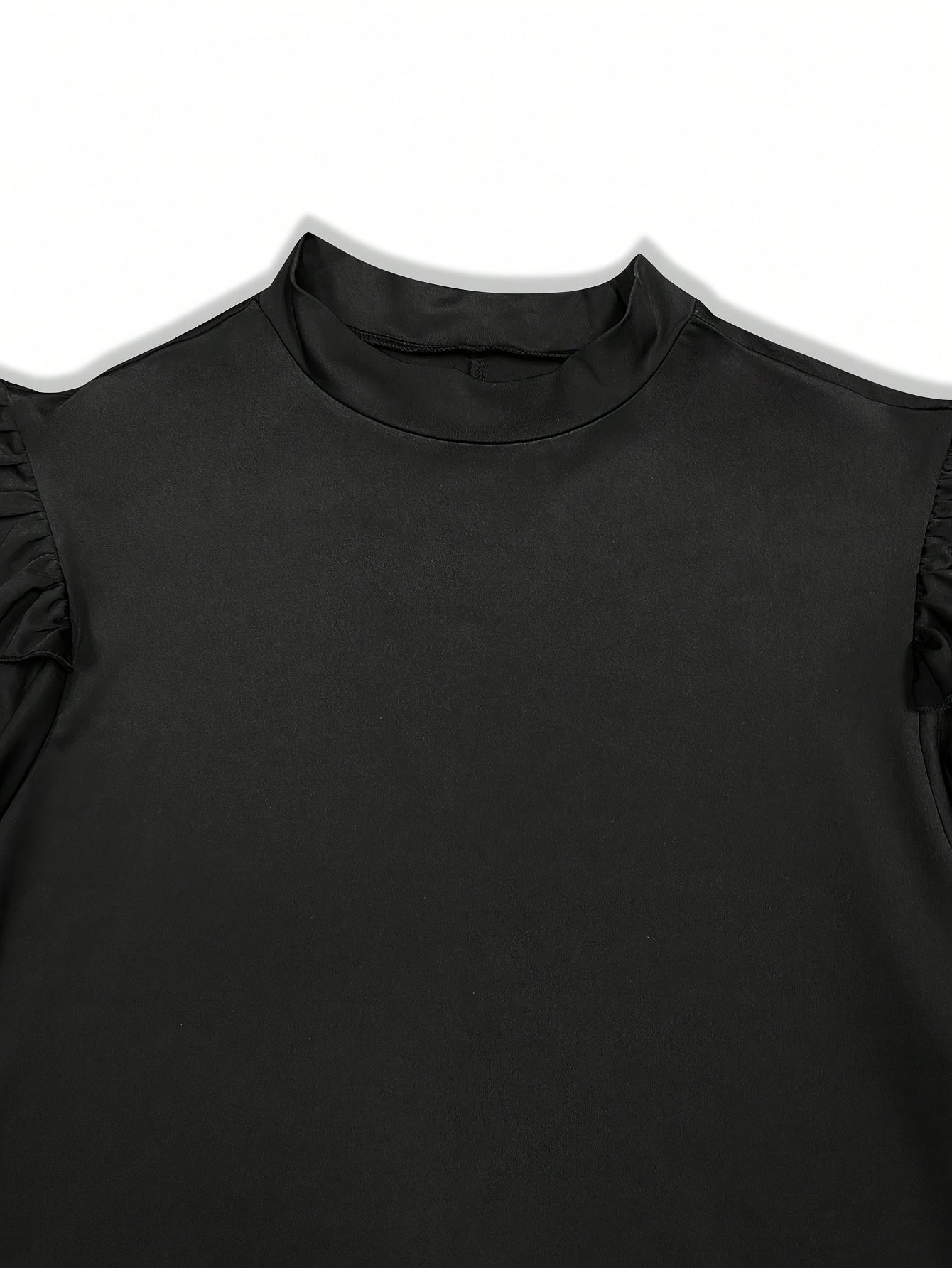 Women's Black Polyester Ruffle Short-Sleeve Dress - product view 5