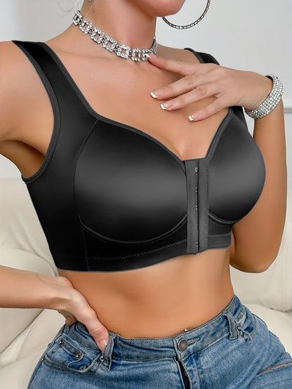 This 1pc Women'S Bra Is Made of High-quality Satin Fabric Without Underwire. It Features A Smooth Front Buckle Design, Providing Comfort and Strong Support. It Is Suitable for People with Large Breasts for Daily Wear and Formal Occasions. It Offe