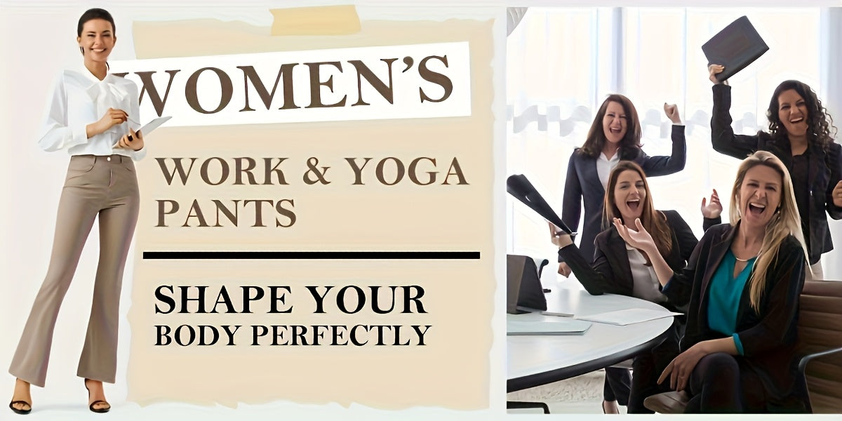Women'S Work Yoga Dress Pants Flare Leg Stretch Yoga Slacks with 4 Pockets High Waist Tummy Control Soft Comfy Fabric Casual