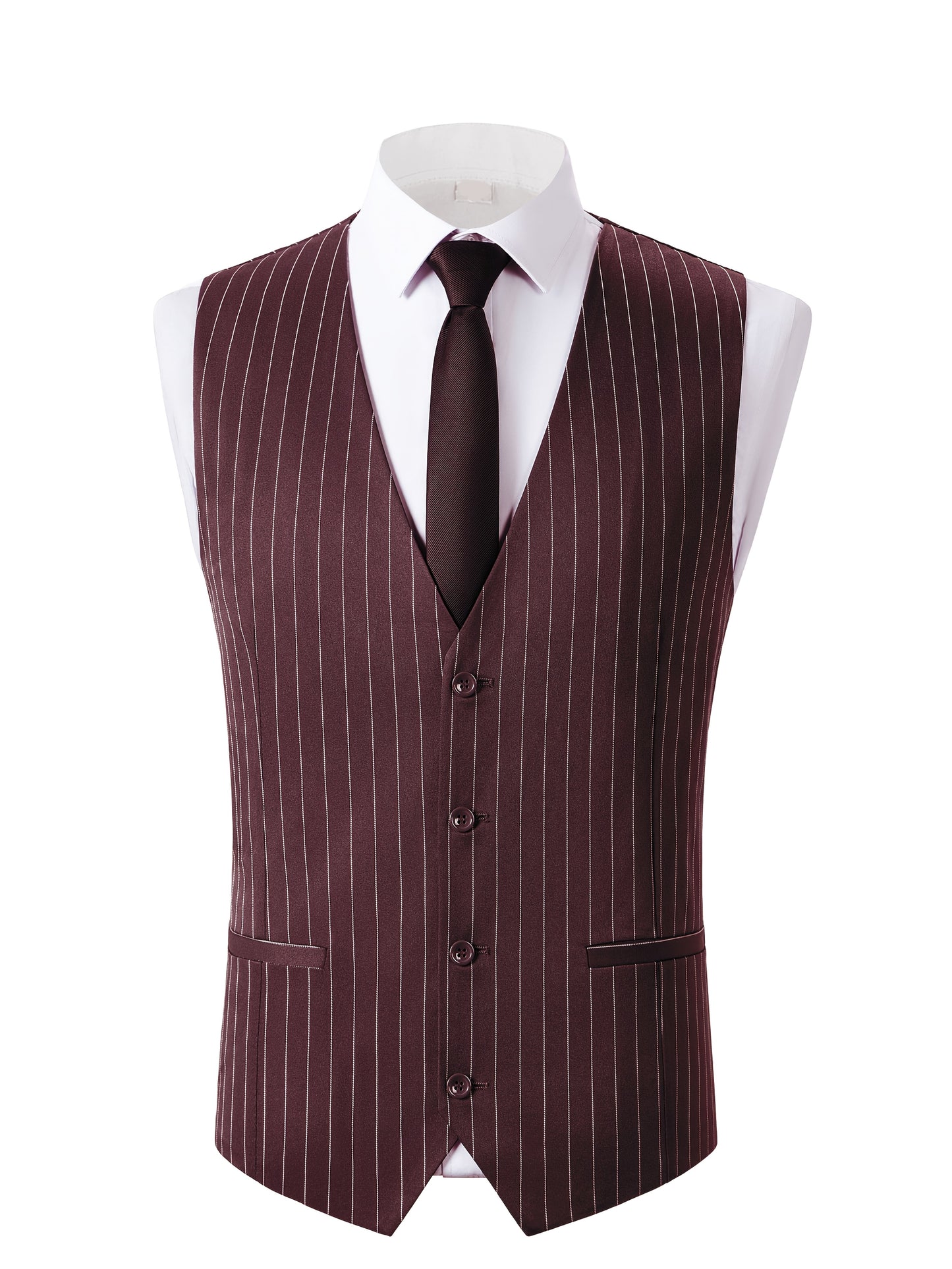 [New Men's 3pcs Suits] 3pcs New Men's Suits - Vertical Striped Suit Jackets, Vests, Pants - Two-button, Suitable for Weddings, Business Banquets, Parties, Daily Wear Valentines Gifts for Men
