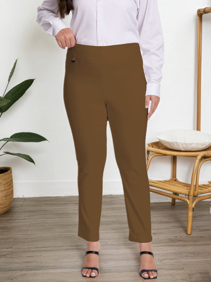Plus Size - Plus Size - Women Pull on Pant with Silver During Super Stretch Soft Millennium Fabric to Work Ankle Pant