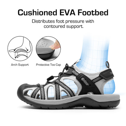 Women's Hiking Sandals Adventurous Summer Sports Shoes Outdoor Closed Toe Athletic Sport Sandals Comfortable Water Shoes Water-Friendly Beach Pool Vacation Fishing Boating Park Shoes