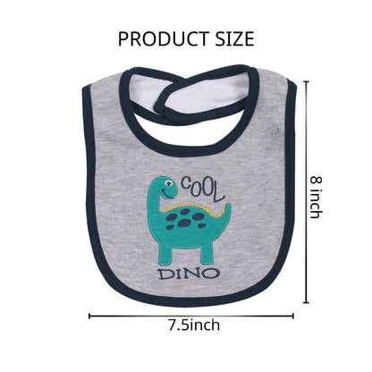 5-Pack Baby Bibs with Adjustable Snaps - Cute Cartoon Embroidery, Unisex Design for Boys & Girls - Perfect for Mealtime Messes