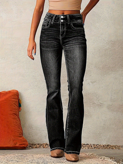 European And American Cross-border Retro Stretch Jeans Women's Fashion 2025 Spring New Washed Street Flared Long Pants