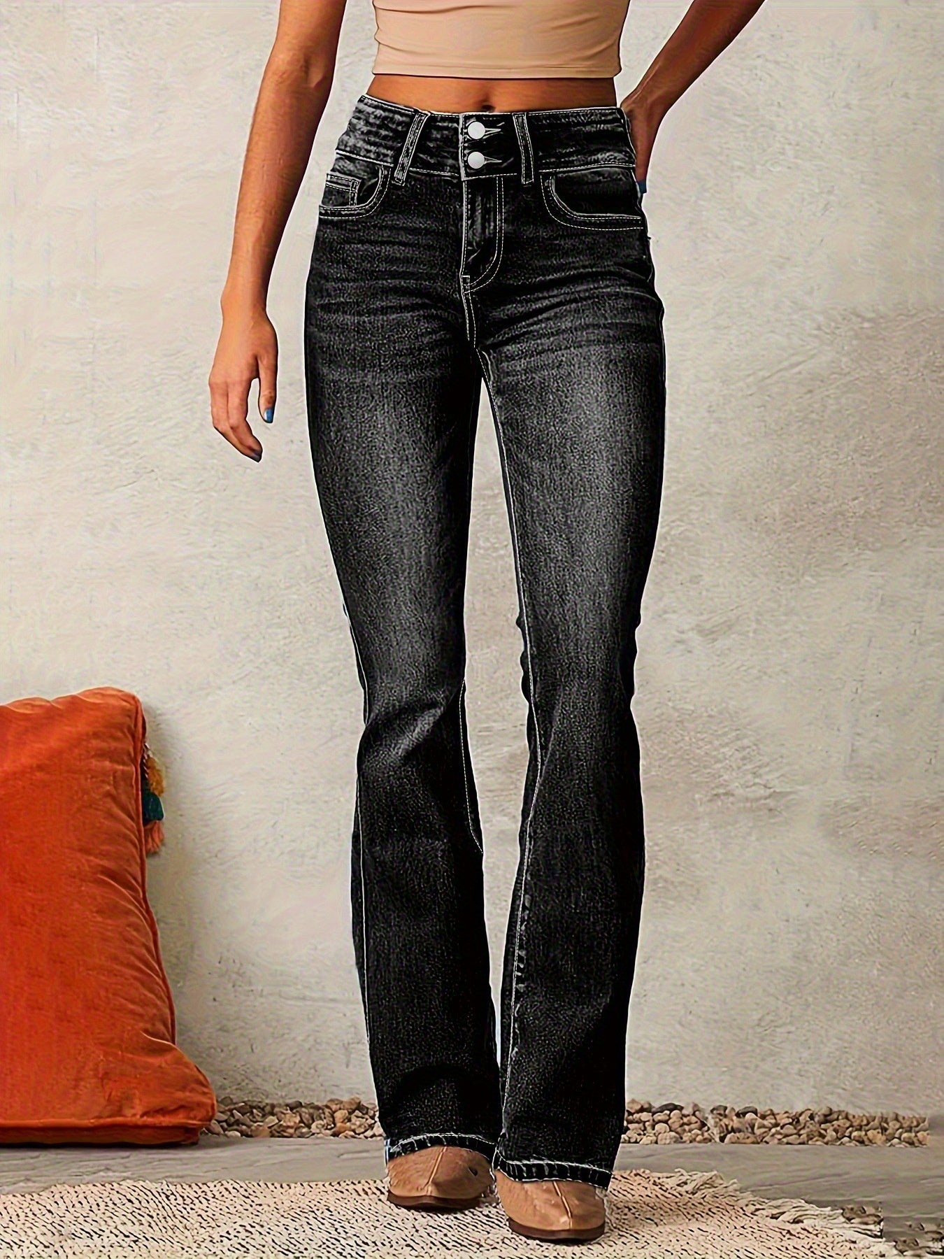 European And American Cross-border Retro Stretch Jeans Women's Fashion 2025 Spring New Washed Street Flared Long Pants