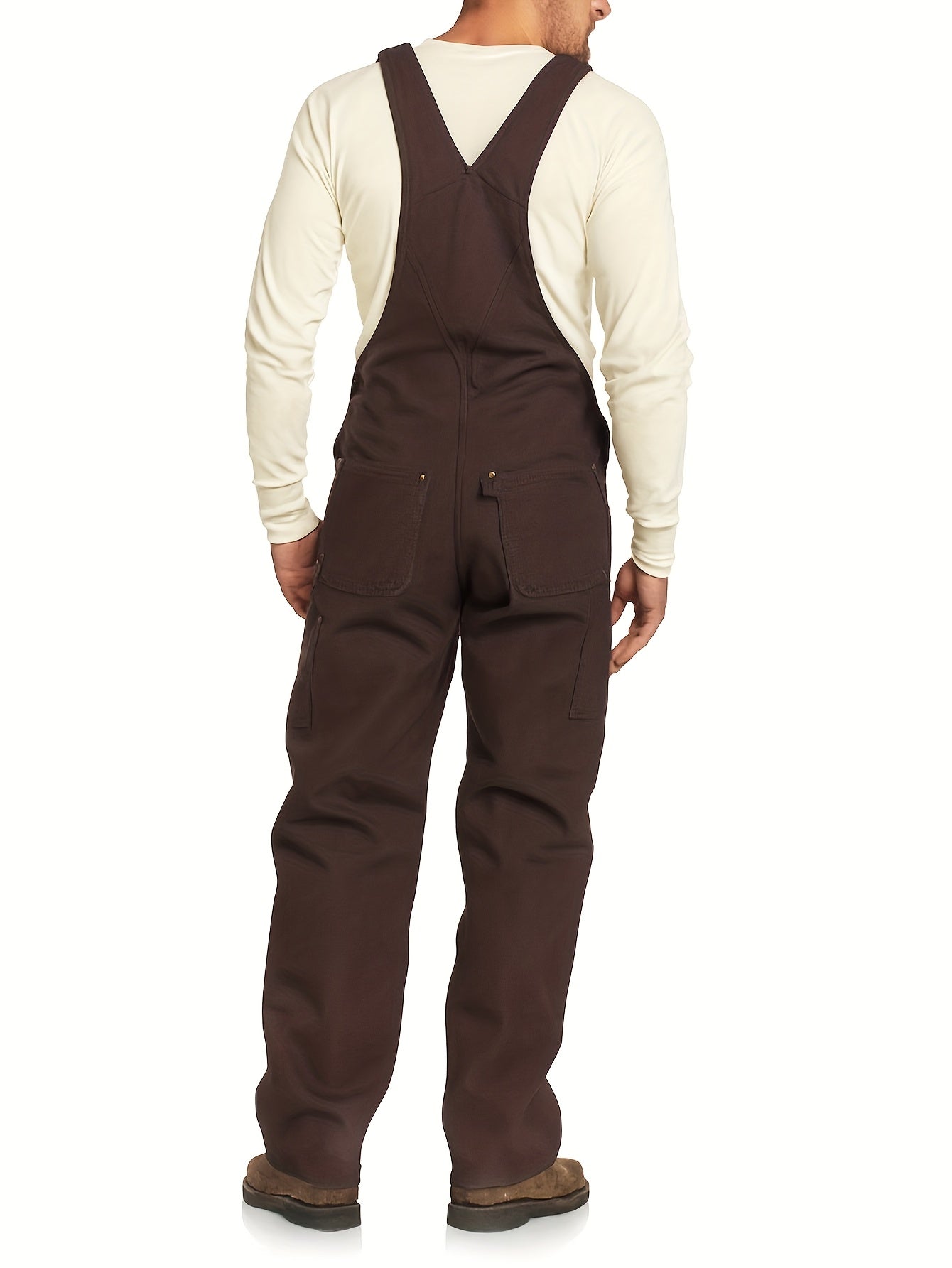 Men'S Brown Oxford Overalls - Multi-Pocket Workwear with Adjustable Straps And Waist, Durable for Farm/Ranch, Motorcycle And Outdoor - Perfect Birthday And Father'S Day Gift