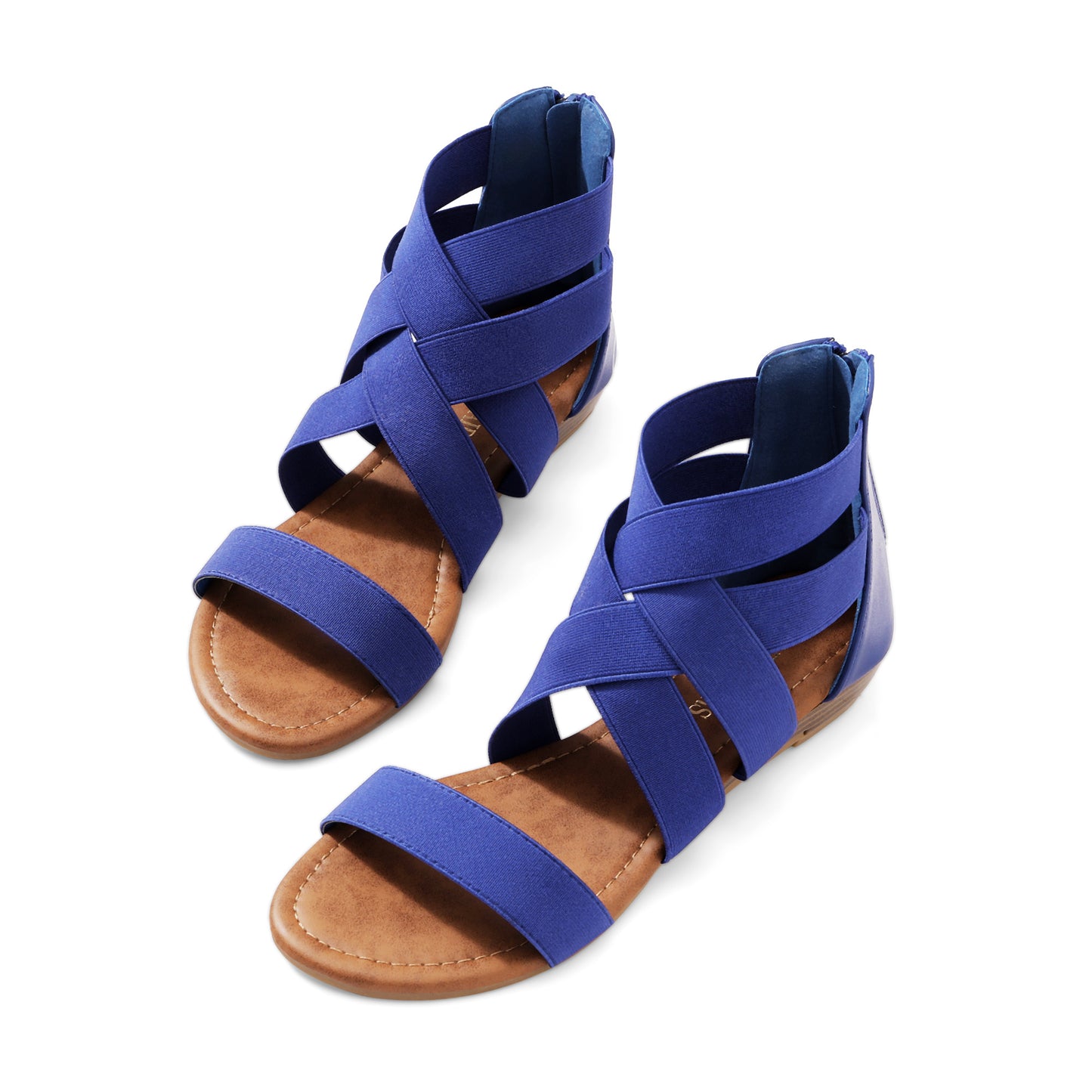 Womens Sandals, Simple Design, Women's Elastic Ankle Strap Low Wedges Sandals, Easy Slip-On, Suitable for Summer Vacation, Dating, Parties, Walking, Comfotrable