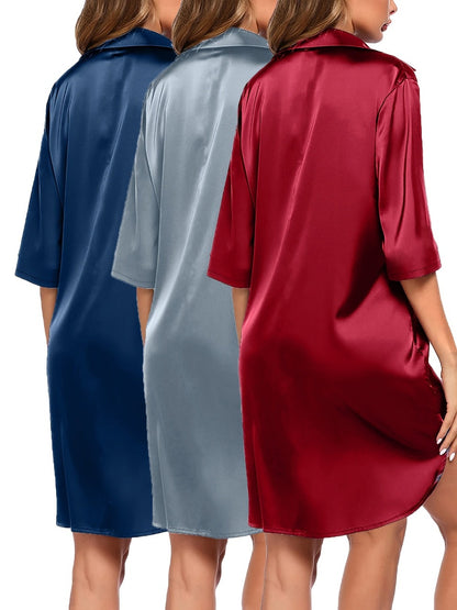 Women's Sleepwear - 3-Piece Solid Color Comfort