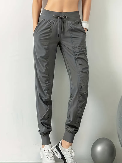3pcs Women's Quick-Dry Training Tracksuit Pants - Slim Pleated Athletic Joggers with Drawstring Waist & Side Pocket, Gym Workout Pants Suitable for Running,, Gym - Spring Summer Fall Solid Color (Machine Washable)