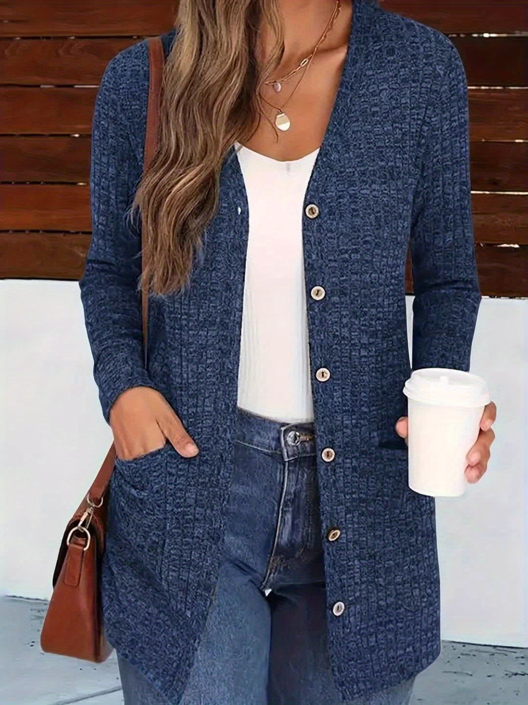 Women's Blue Lace Utility V-Neck Cardigan - product view 7