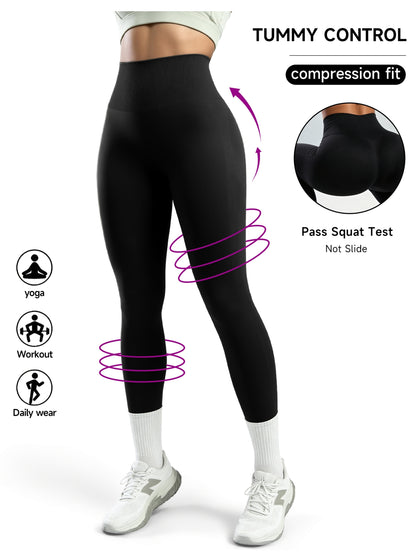Women's High Waist Peach Lift Yoga Pants- Tummy Control, Breathable, Four-Way Stretch, All-Season Fitness Leggings, Brown, Fitness Clothing| Solid Color Design| High Elastic Fabric